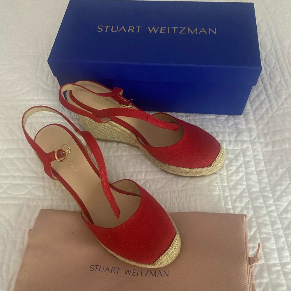 Stuart Weitzman Red Espadrille Wedges